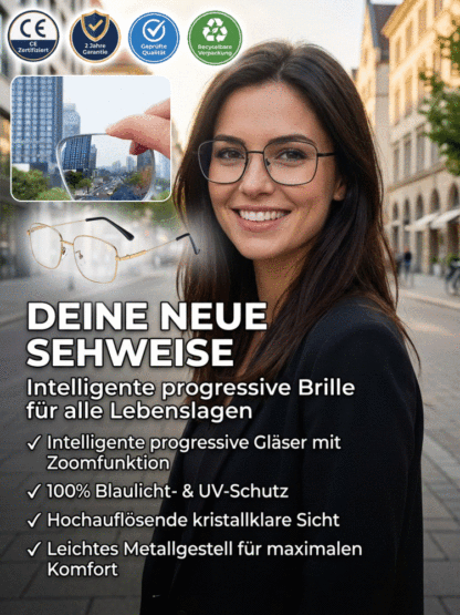 ✨Ultralichte Titan-Gleitsichtbrille mit intelligenter Zoom-Technologie + 100% Blaulichtschutz & UV-Filter
