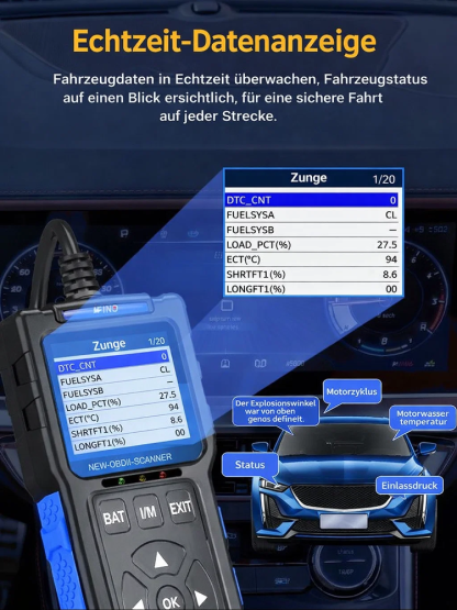 ✨OBD-Diagnosegerät für Fahrzeuge, universelle Schnittstelle, Fehlercode mit einem Klick auslesen