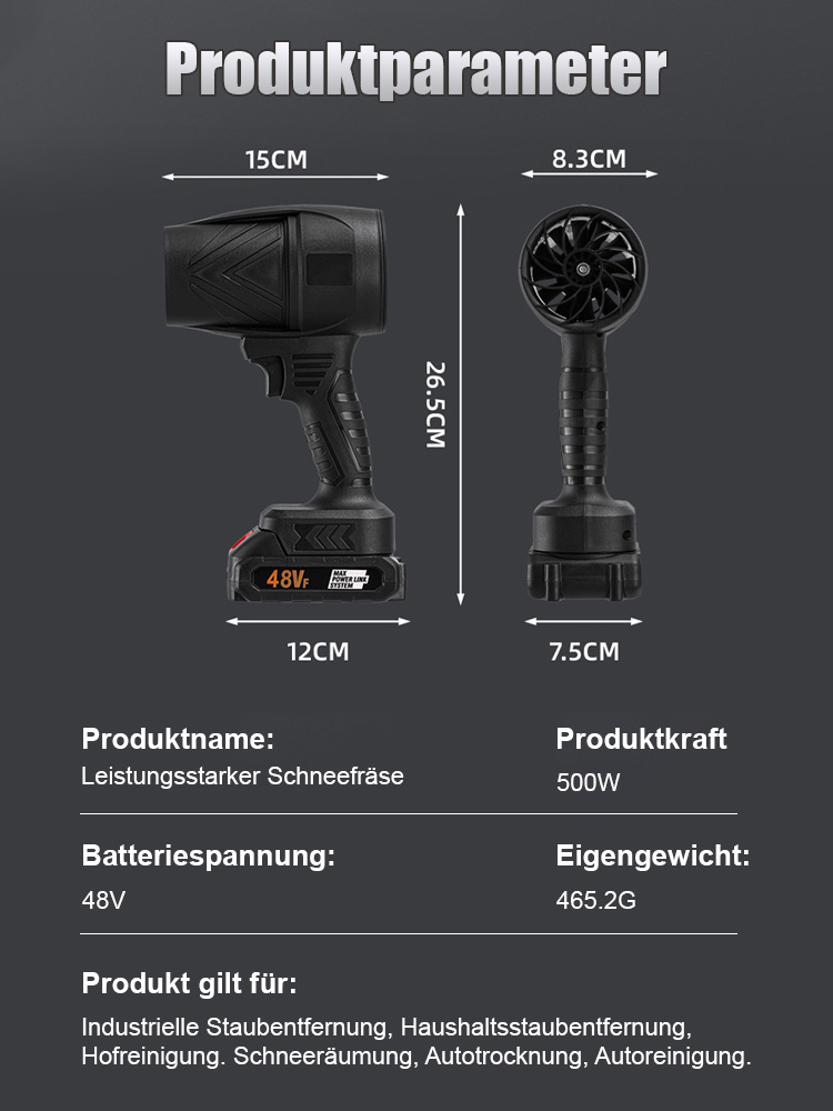 ⚡️10-stufige Windkraft Schneefräse mit Turbo-Leistung, Ausdauer von bis zu 8 Stunden