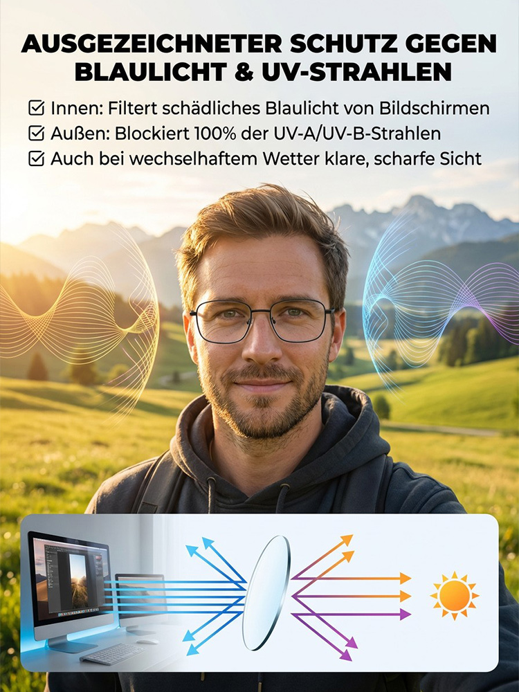 ✨Ultralichte Titan-Gleitsichtbrille mit intelligenter Zoom-Technologie + 100% Blaulichtschutz & UV-Filter
