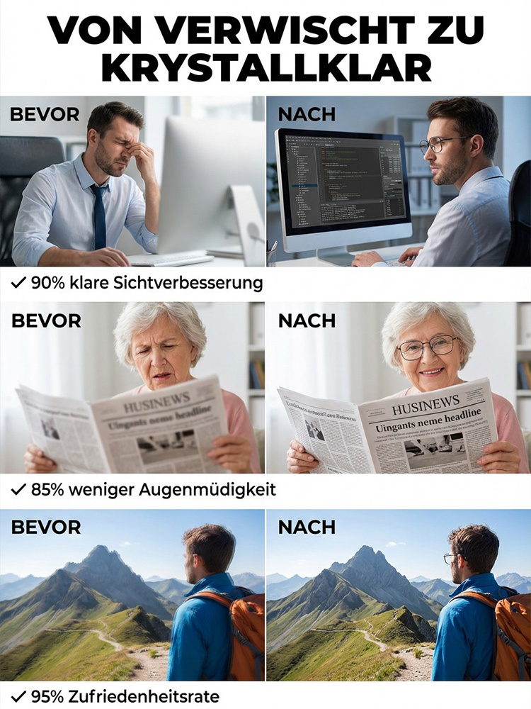 ✨Ultralichte Titan-Gleitsichtbrille mit intelligenter Zoom-Technologie + 100% Blaulichtschutz & UV-Filter