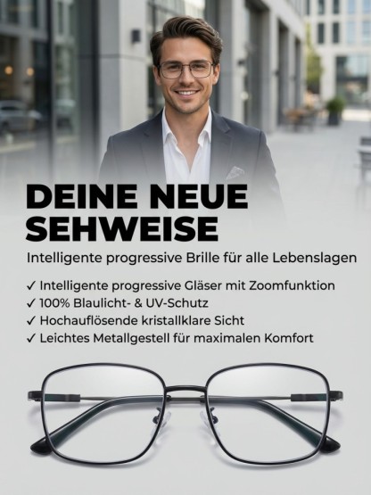 ✨Ultralichte Titan-Gleitsichtbrille mit intelligenter Zoom-Technologie + 100% Blaulichtschutz & UV-Filter
