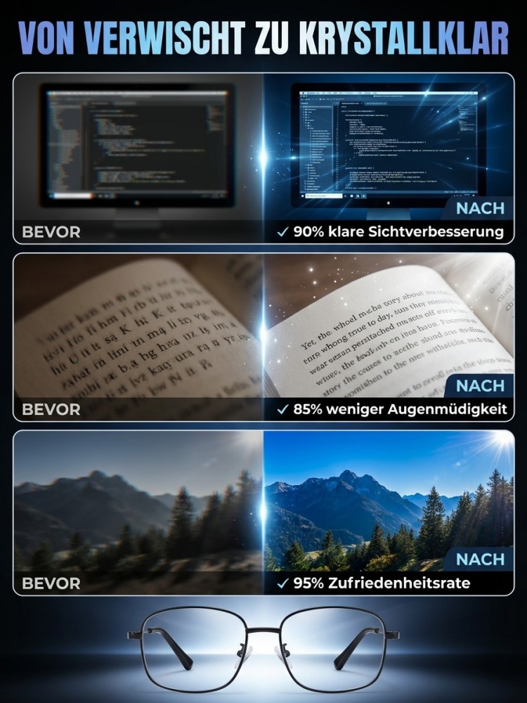 ✨Ultralichte Titan-Gleitsichtbrille mit intelligenter Zoom-Technologie + 100% Blaulichtschutz & UV-Filter
