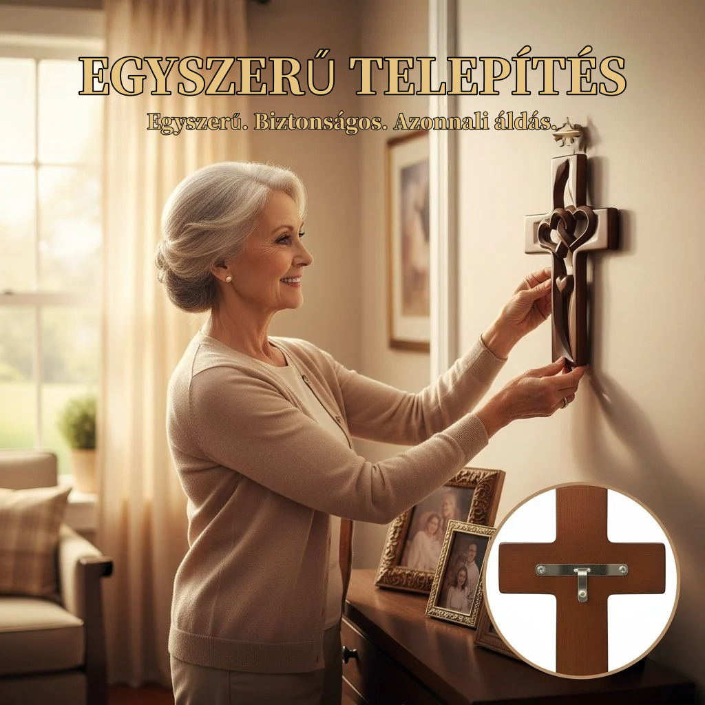 🔥 Év végi kiárusítás! Spórolj 60%-ot a ✝️ Kölcsönösen összekapcsolt szívek fa kereszt – Romantikus ajándék, kézzel készített és gravírozható 💝📦