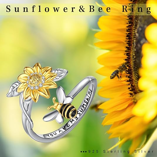 925 Sterling Silver Sunflower Ring 🌻