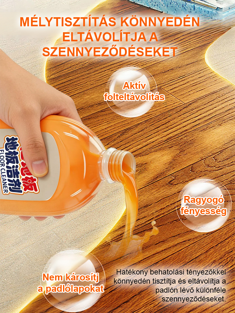 【Fényes, mint az új, nyom nélkül】Gyorsan száradó, antibakteriális padlótisztító.