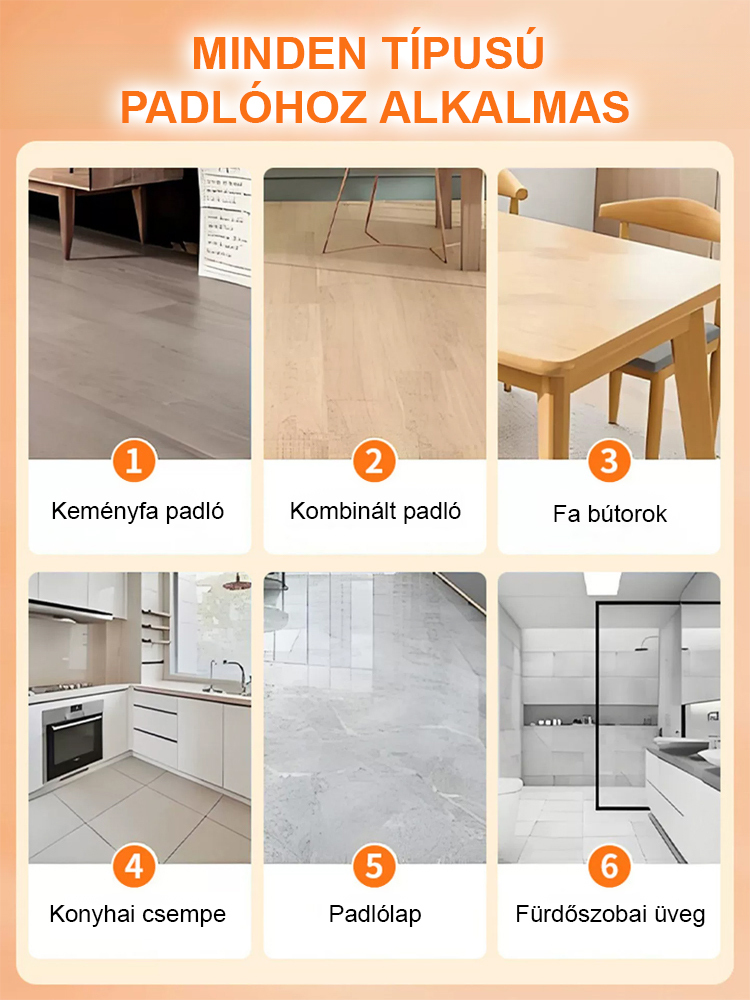【Fényes, mint az új, nyom nélkül】Gyorsan száradó, antibakteriális padlótisztító.