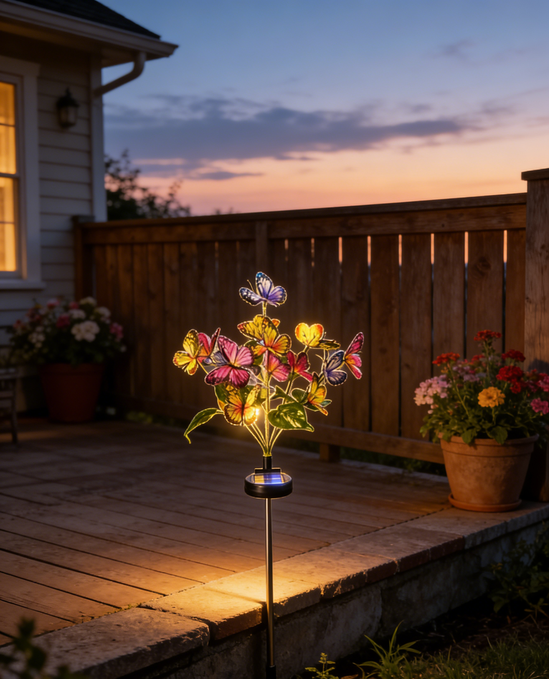 【Varázslatos kert kialakítása】Napelemes pillangós virágfa leszúrható lámpa