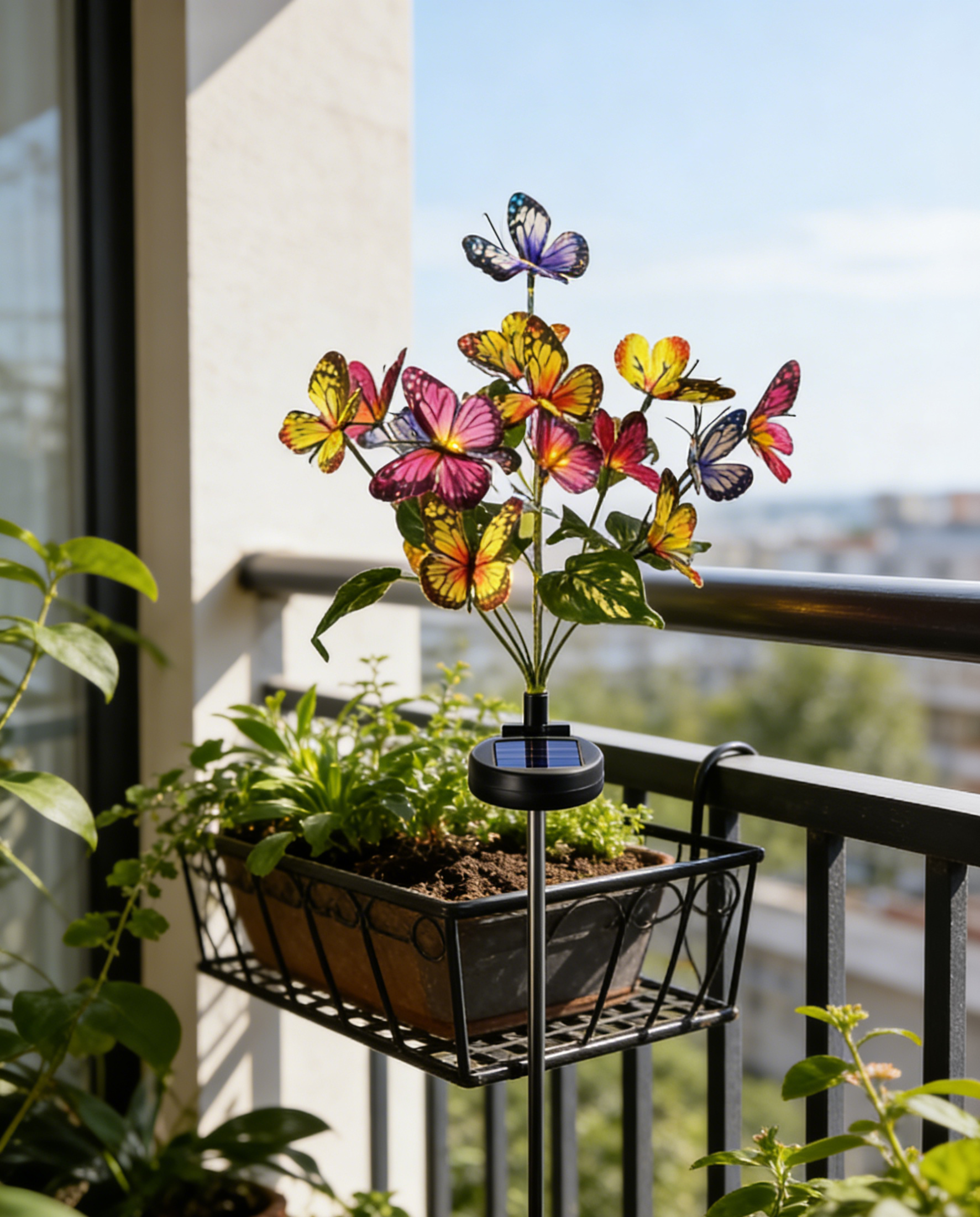 【Varázslatos kert kialakítása】Napelemes pillangós virágfa leszúrható lámpa