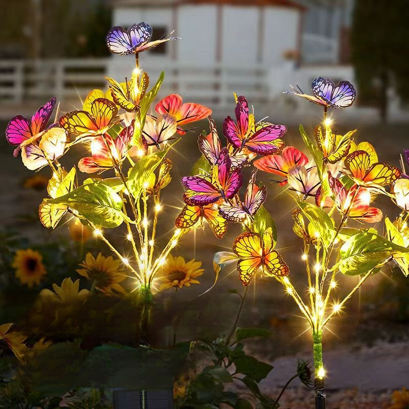 【Varázslatos kert kialakítása】Napelemes pillangós virágfa leszúrható lámpa