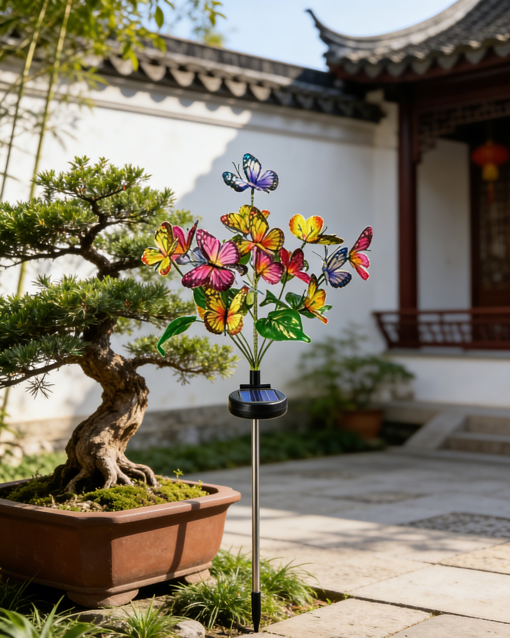 【Varázslatos kert kialakítása】Napelemes pillangós virágfa leszúrható lámpa