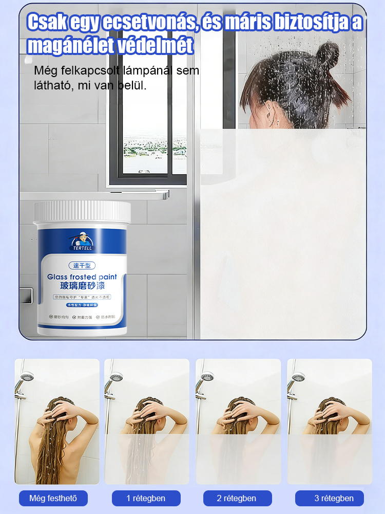 【Gyorsan száradó, egy rétegben fedő】fényzáró, betekintést gátló, hőszigetelő üveg matt festék