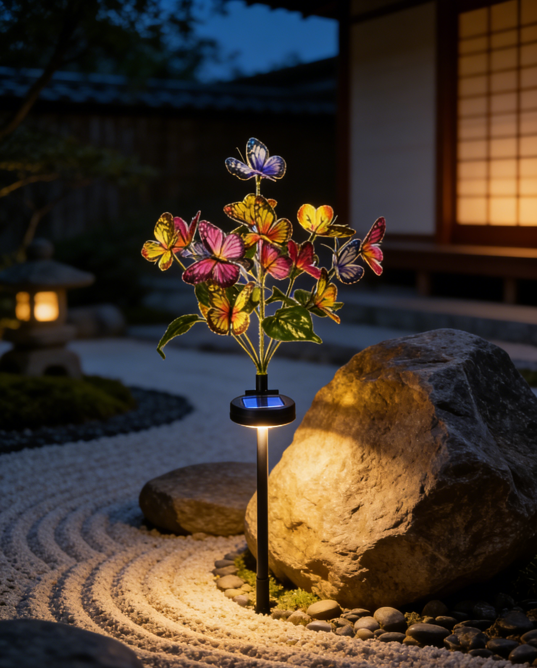 【Varázslatos kert kialakítása】Napelemes pillangós virágfa leszúrható lámpa