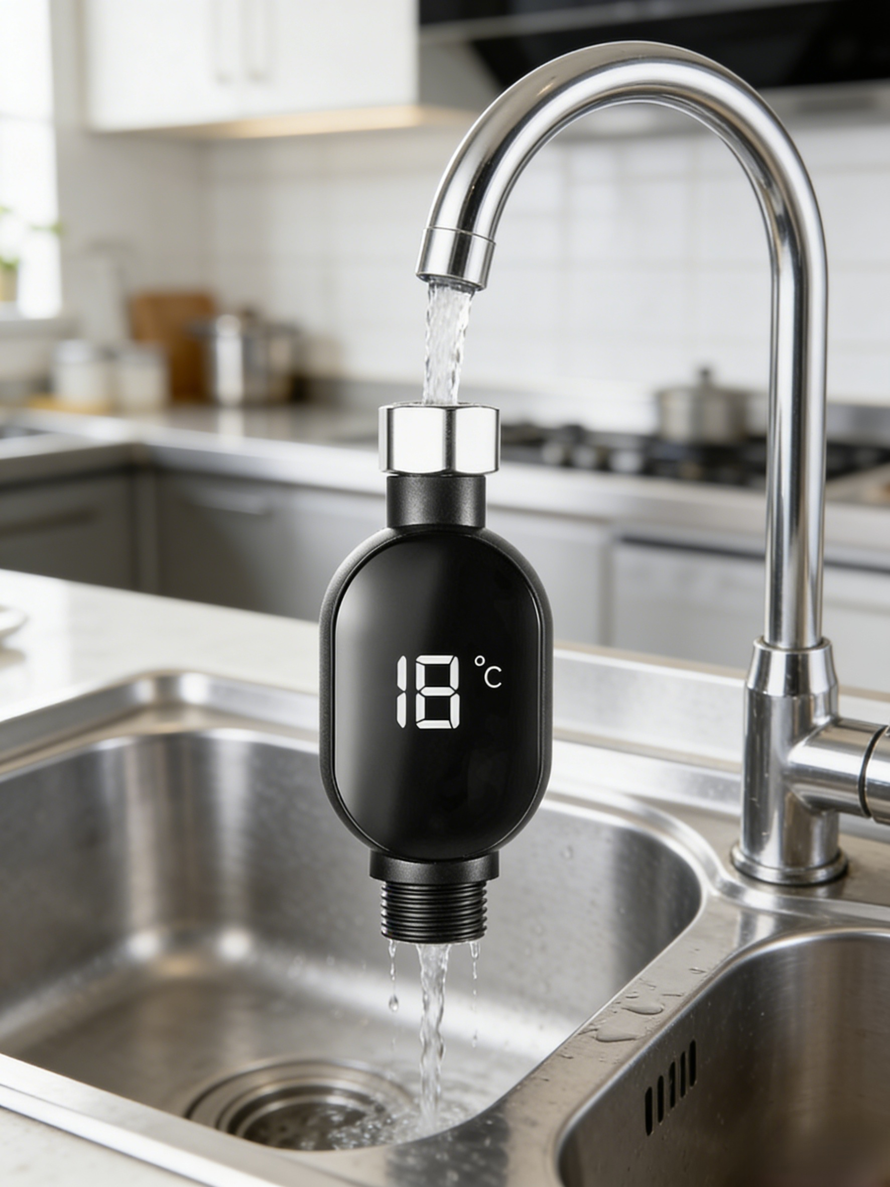 Intelligens vízálló zuhanyfej hőmérséklet-kijelzővel