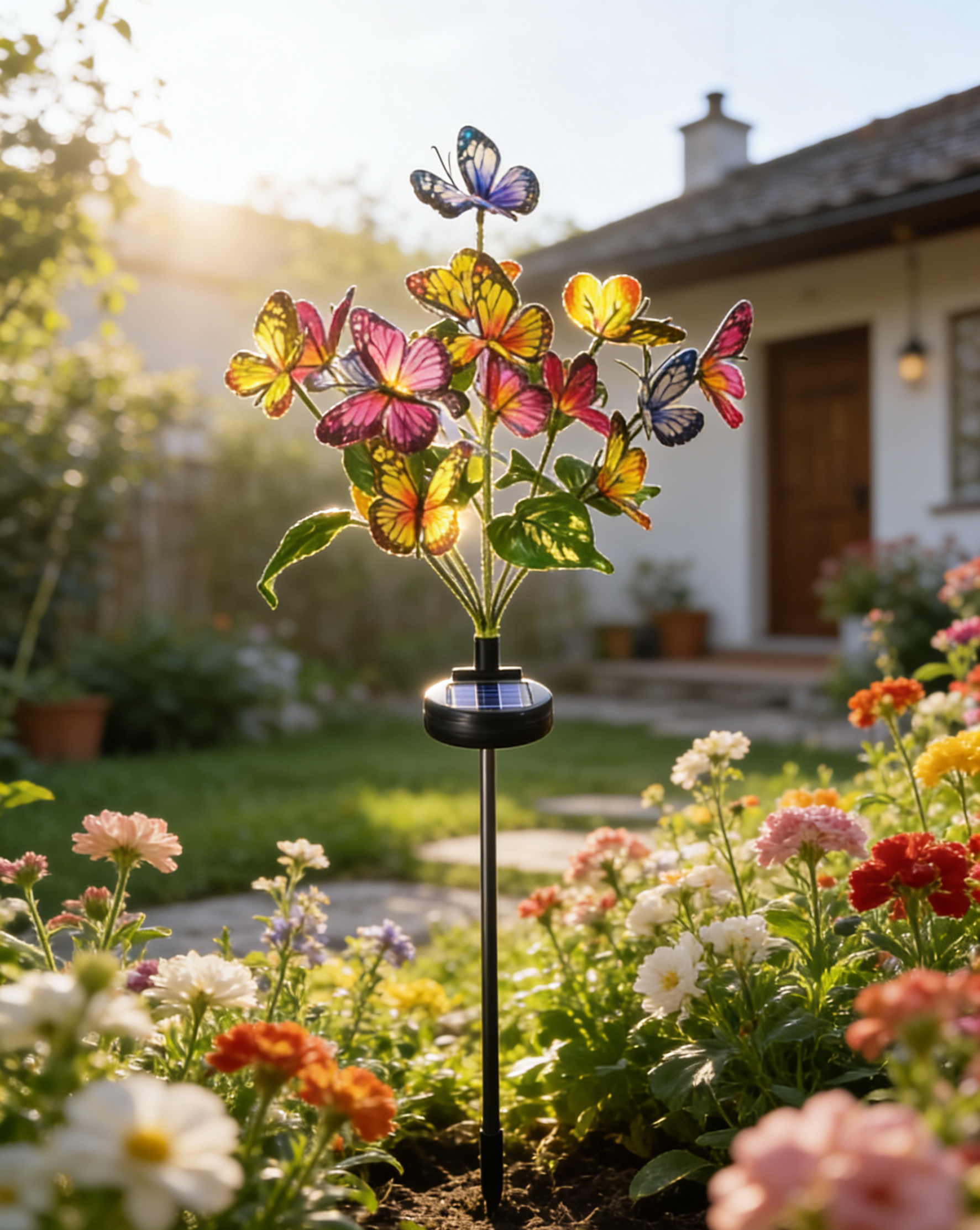 【Varázslatos kert kialakítása】Napelemes pillangós virágfa leszúrható lámpa