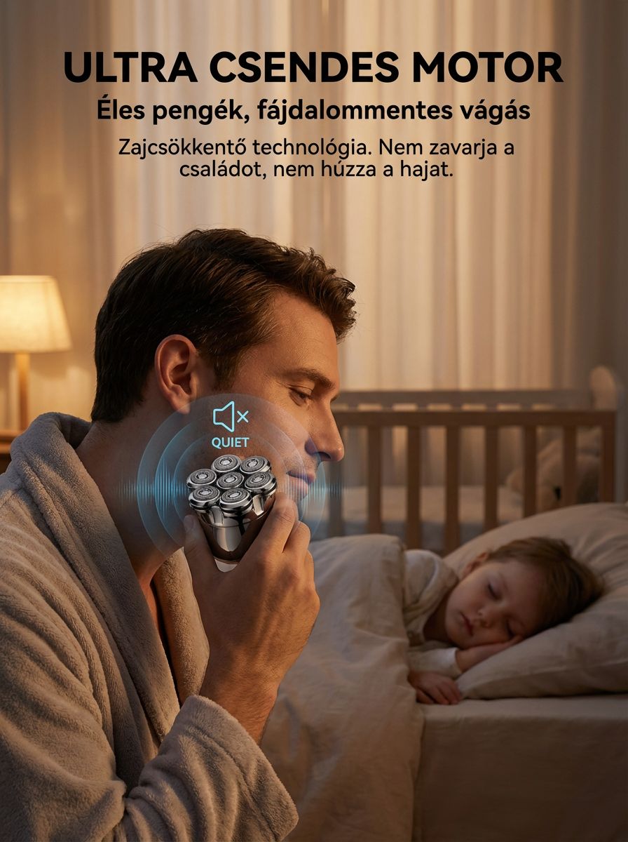 【Teljesen mosható】Elektromos borotva és fejborotva egyben