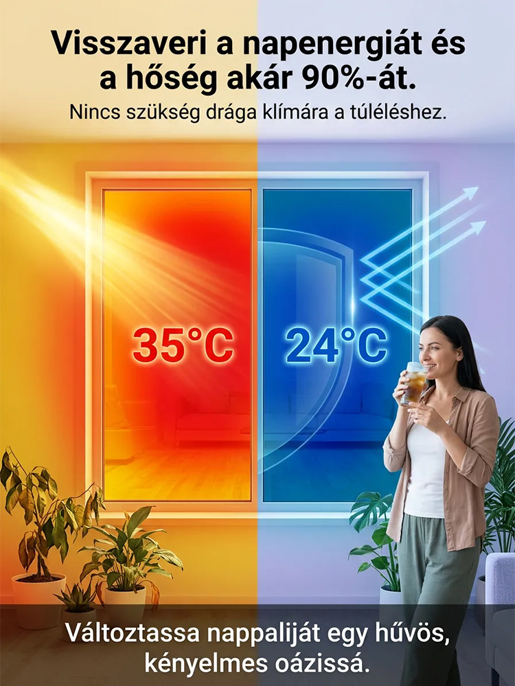 Hőszigetelő és betekintésgátló ablakfólia | UV-szűrő hővisszaverő fólia | Privát szféra védelem és energiamegtakarítás