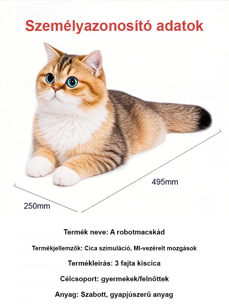 Kölyökmacska szimuláció rövid plüss baba