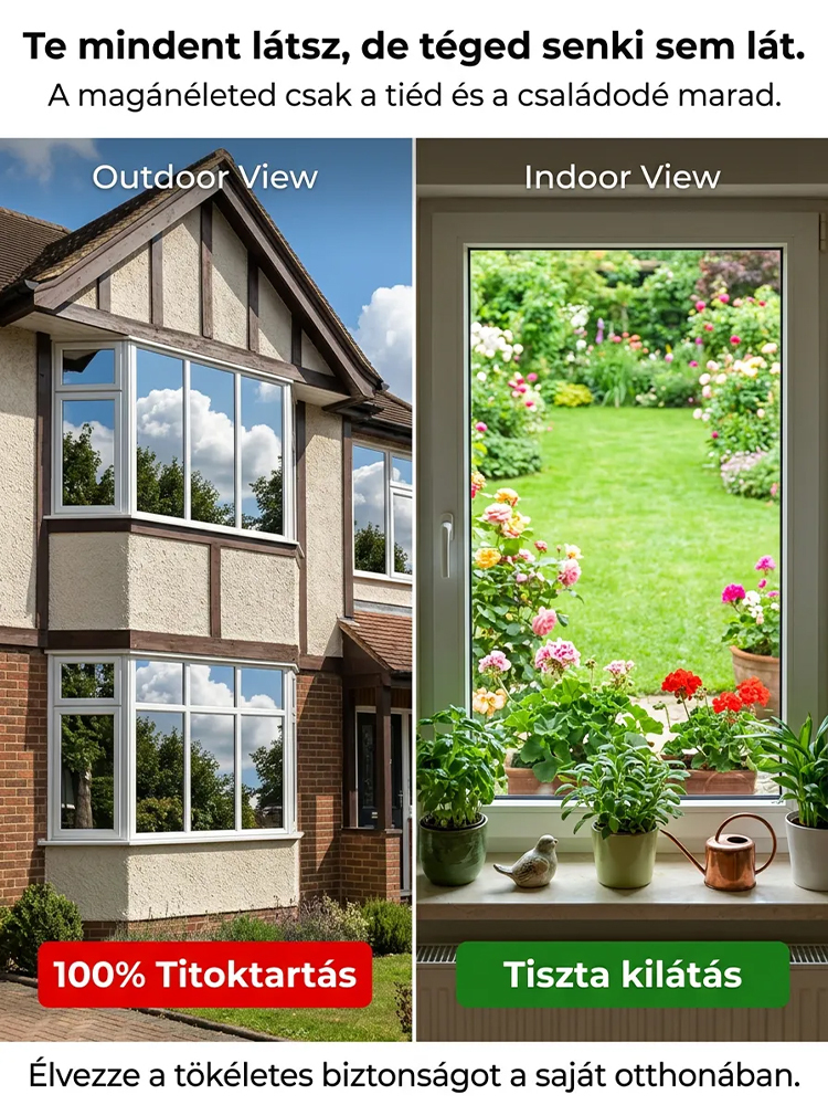 Hőszigetelő és betekintésgátló ablakfólia | UV-szűrő hővisszaverő fólia | Privát szféra védelem és energiamegtakarítás