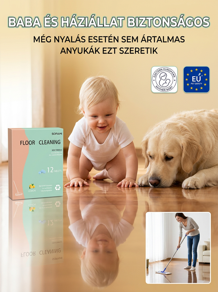 Padlótisztító lap | Citromos illat | Padlófelújítás | Fertőtlenítő hatás | Univerzális tisztító | Gyors folteltávolítás | Fényesítő technológia