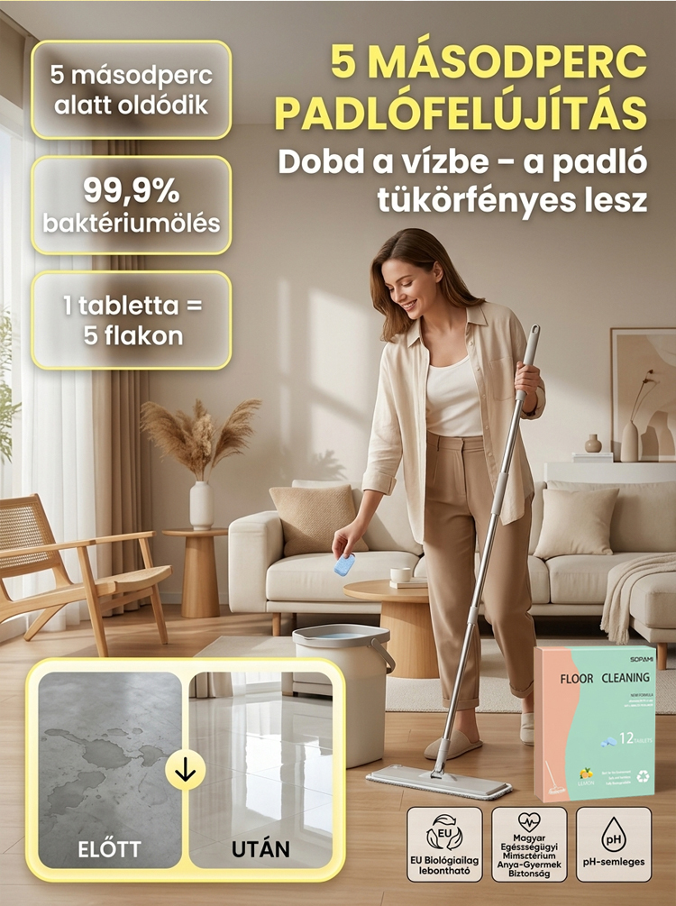 Padlótisztító lap | Citromos illat | Padlófelújítás | Fertőtlenítő hatás | Univerzális tisztító | Gyors folteltávolítás | Fényesítő technológia