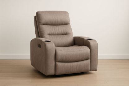 Poltrona reclinabile beige con rivestimento in microfibra
