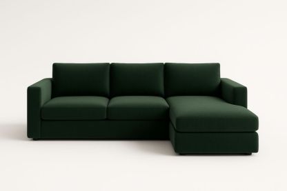 Divano ad Angolo in Tessuto Verde Scuro
