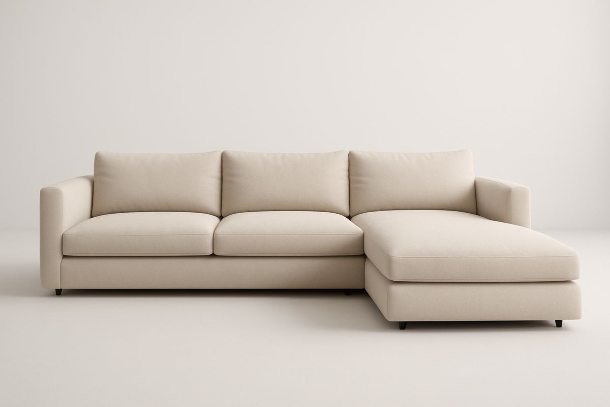 Divano ad Angolo in Tessuto Beige