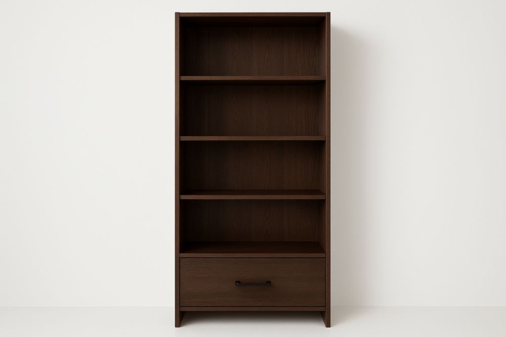 Libreria in Legno con Ripiani e Cassetto