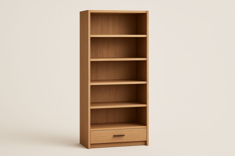 Libreria in Legno Marrone con Cassetto e 5 Ripiani 180x80x30 cm