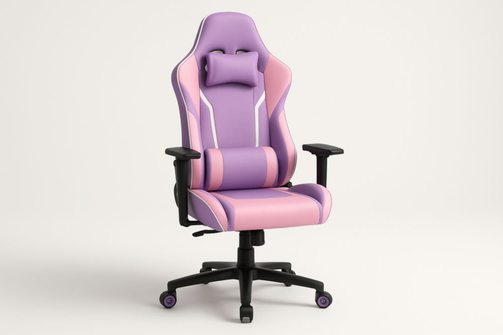 Sedia da gaming in pelle PU viola/rosa