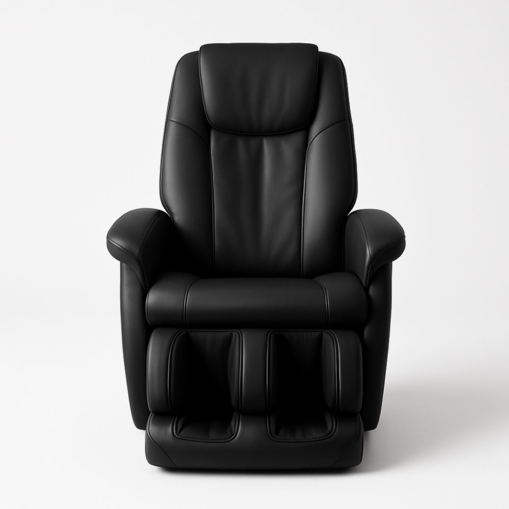 Poltrona Massaggiante in Eco-pelle Nero con Poggiapiedi Regolabile
