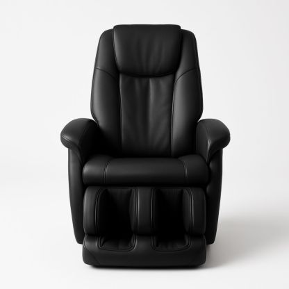 Poltrona Massaggiante in Eco-pelle Nero con Poggiapiedi Regolabile