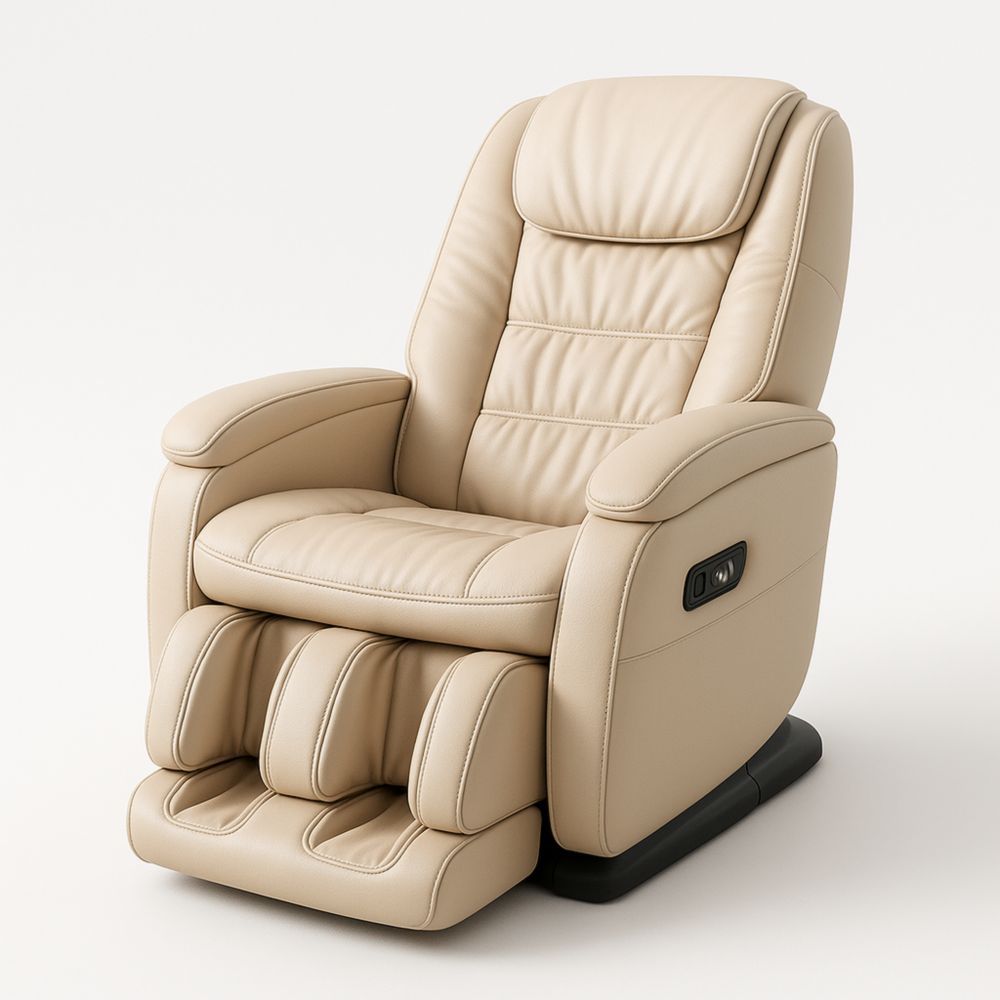 Poltrona massaggiante in pelle sintetica beige