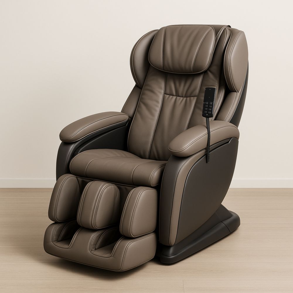 Poltrona Massaggiante in Pelle Sintetica Marrone Regolabile con Telecomando