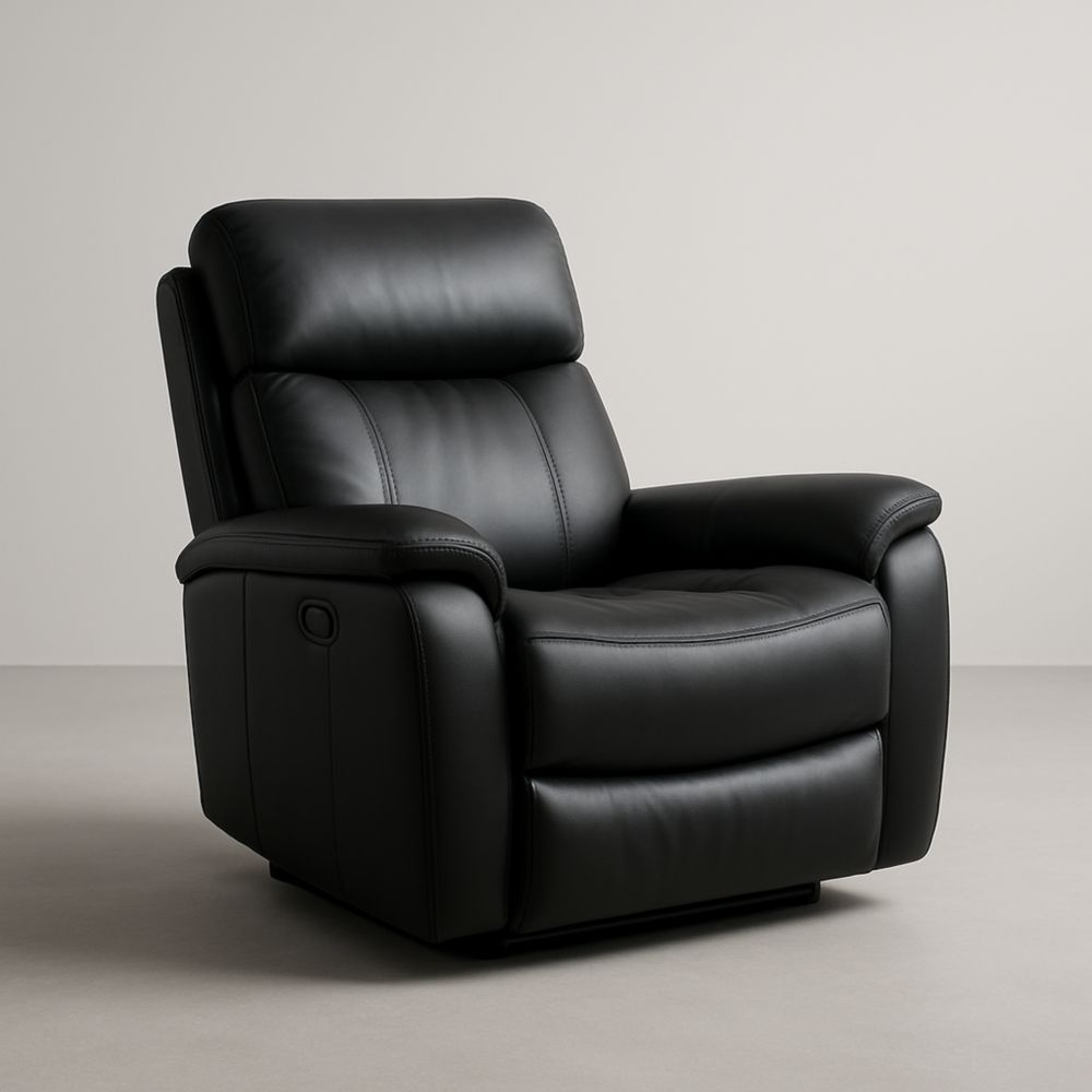 Poltrona con braccioli in pelle sintetica nera, 110x90x95 cm