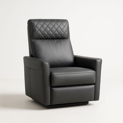 Poltrona con braccioli in pelle sintetica nera