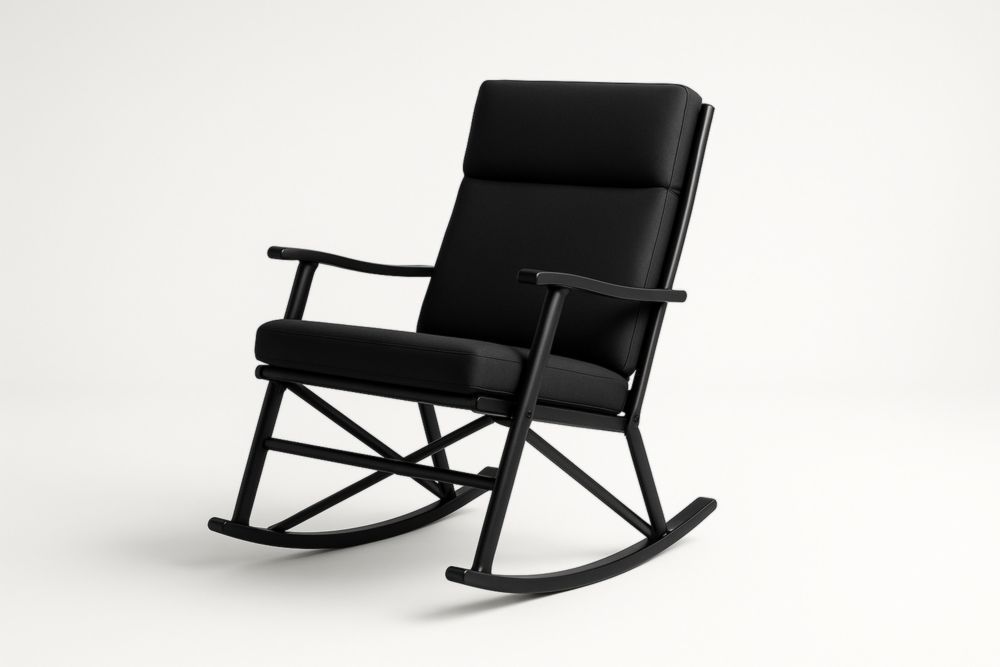 Sedia a Dondolo in Metallo e Tessuto Nera