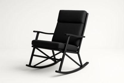 Sedia a Dondolo in Metallo e Tessuto Nera