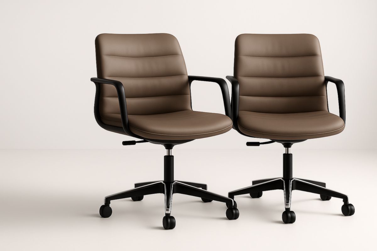 Set di 2 Sedie da Ufficio in Pelle Sintetica Marrone