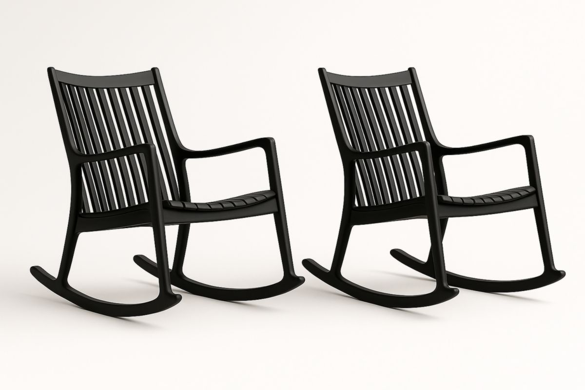 Set 2 Sedie a Dondolo Nere Polipropilene