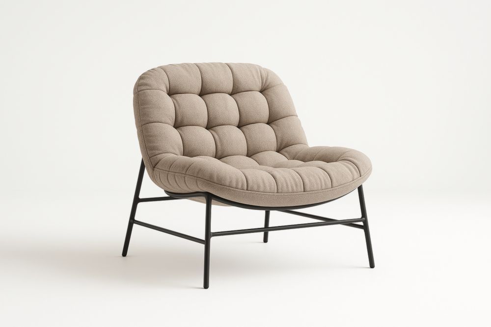 Sedia in Metallo con Rivestimento in Poliestere Beige