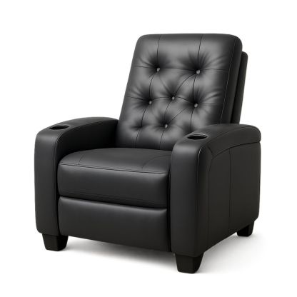 Poltrona regolabile in pelle sintetica con braccioli e portabicchiere