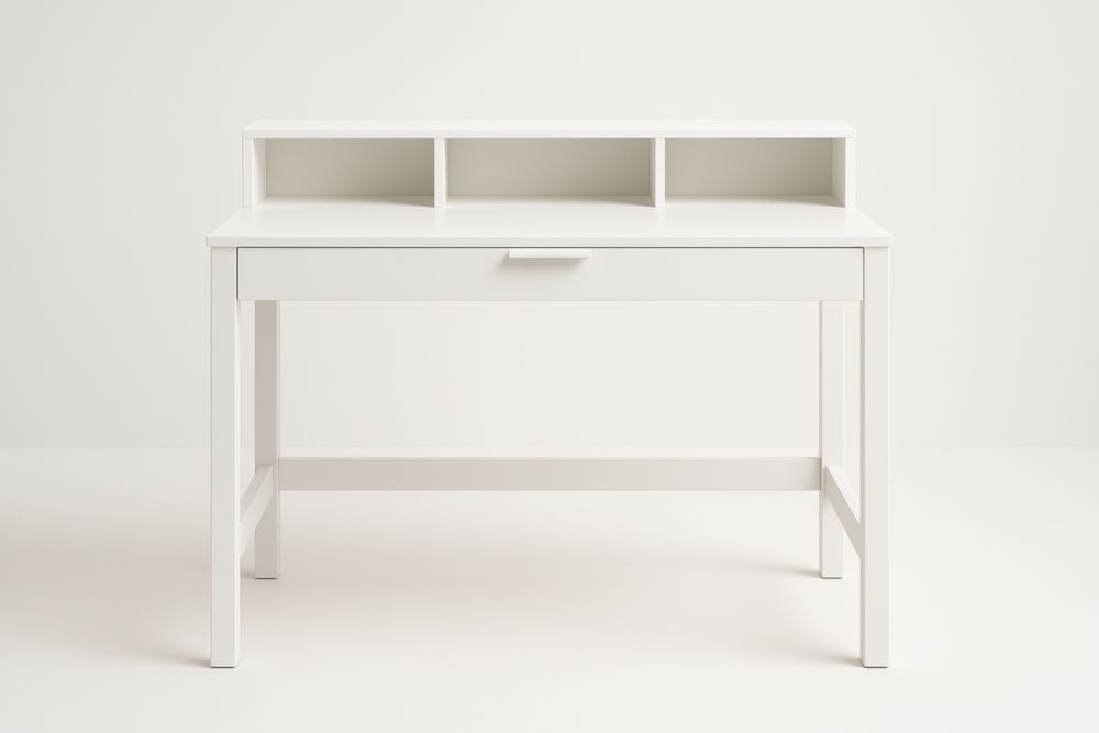 Scrivania bianca in MDF con scaffale integrato