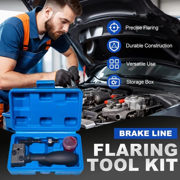 🔩Professional 3/16" Brake Line Flaring Tool Kit – Complete Vehicle Repair Set with Storage Case