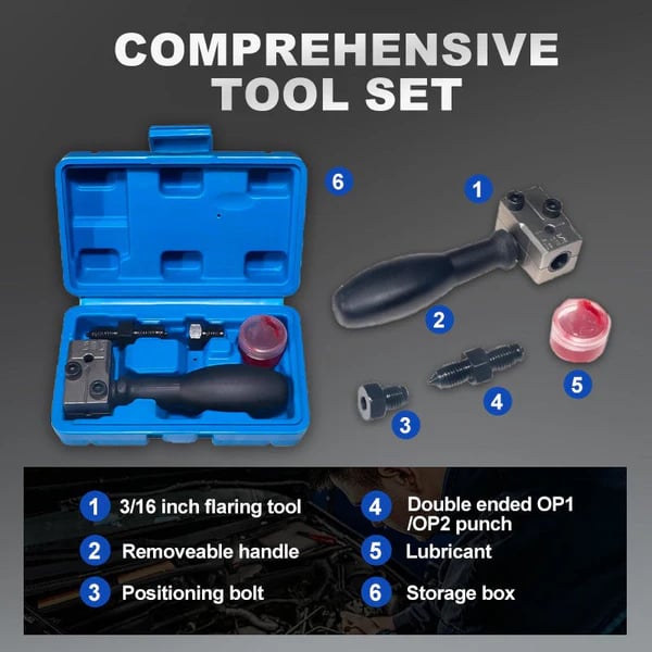 🔩Professional 3/16" Brake Line Flaring Tool Kit – Complete Vehicle Repair Set with Storage Case