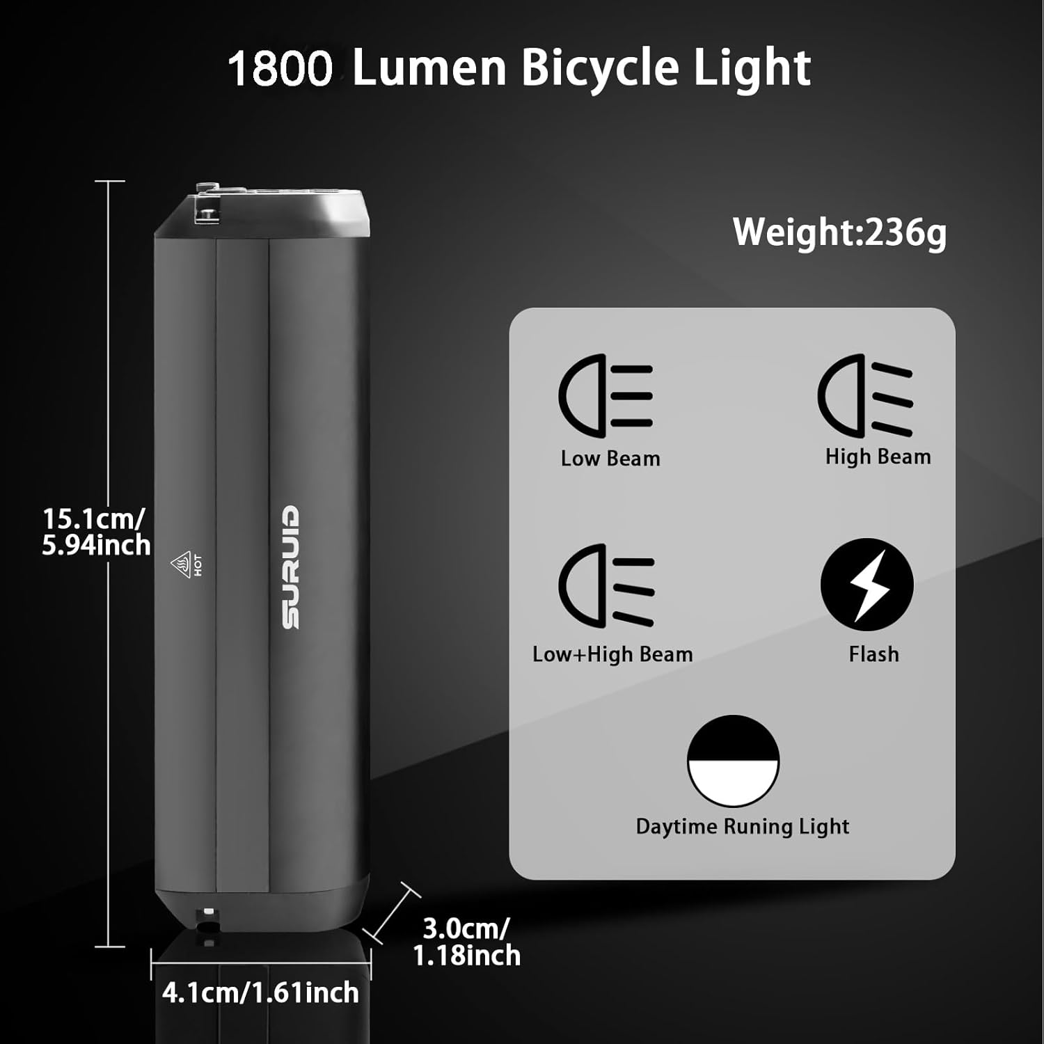 USB Rechargeable & Waterproof Bike Light