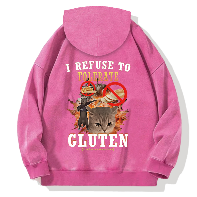 Tokyocanvas I Refuse to Tolerate Gluten Back Washed Hoodie