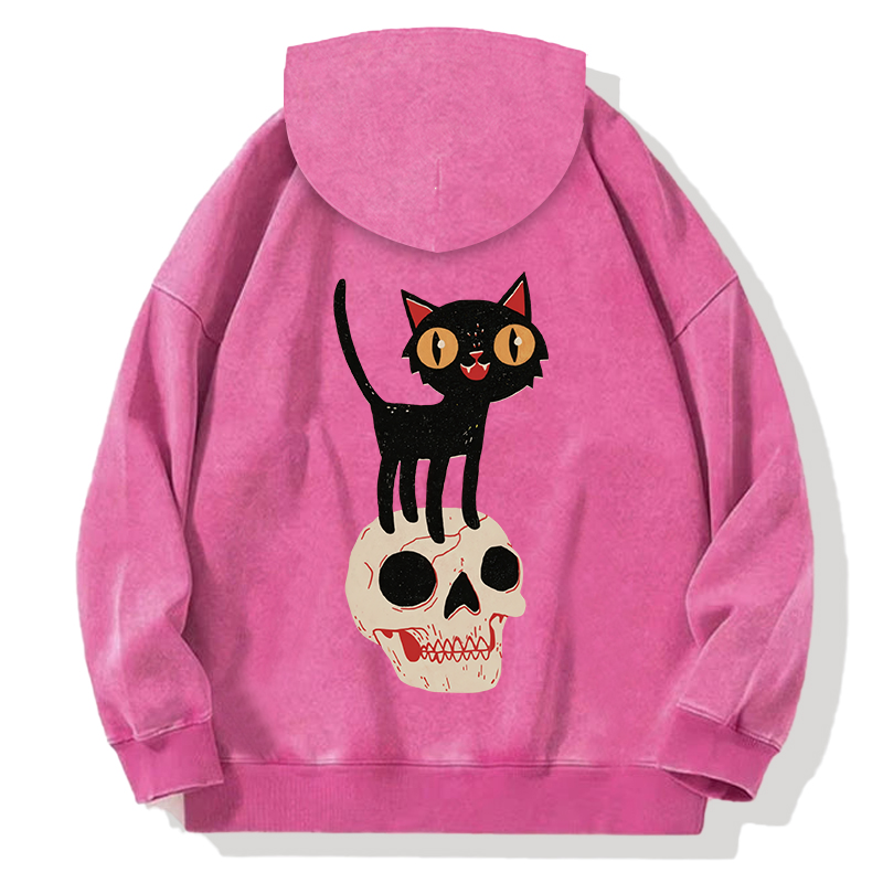 Tokyocanvas Look What The Halloween Cat Back Washed Hoodie