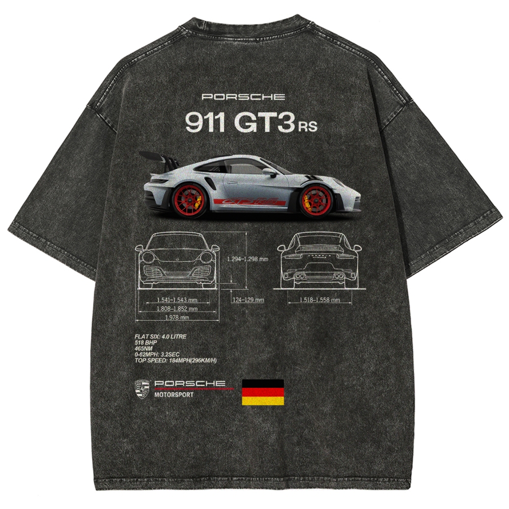 911 GT3 RS Racing Unisex Fit Washed T-Shirt
